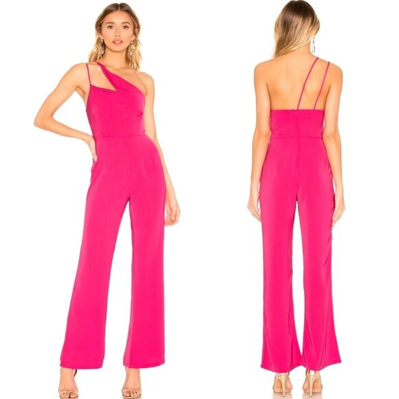 Super Down Jumpsuit Women Small Pink One Shoulder‎ Anouk Cut Out Party Cocktail - Picture 1 of 11